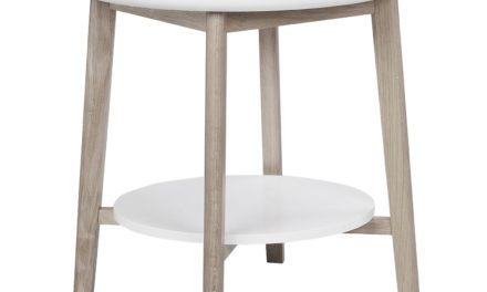 Thea sidebord – hvid/hvidpigmenteret m. hylde, rund (Ø55)