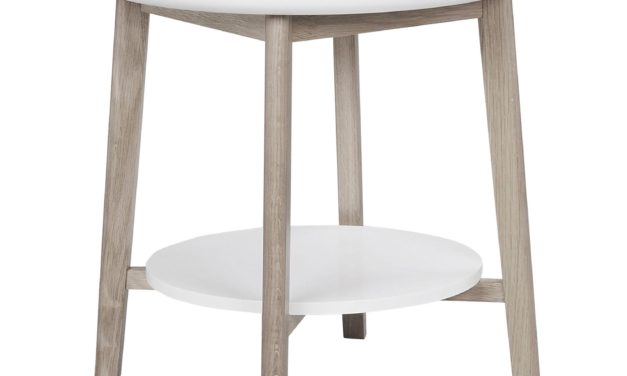 Thea sidebord – hvid/hvidpigmenteret m. hylde, rund (Ø55)