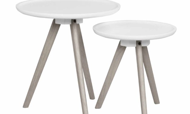 Thea sidebord – hvid/hvidvasket, rundt (sæt &aacute; 2 stk)