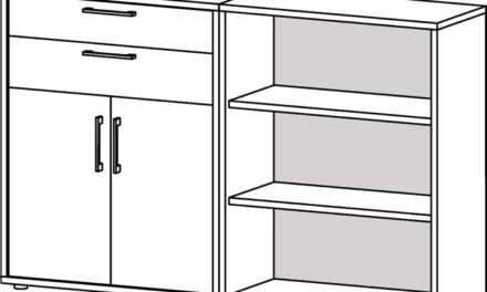 Prima reol m. hylder, skuffer og låger – Hvid