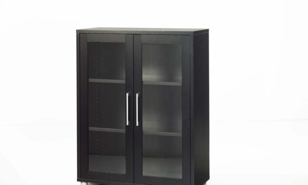 Prima hylder m. glaslåger – Sort ask