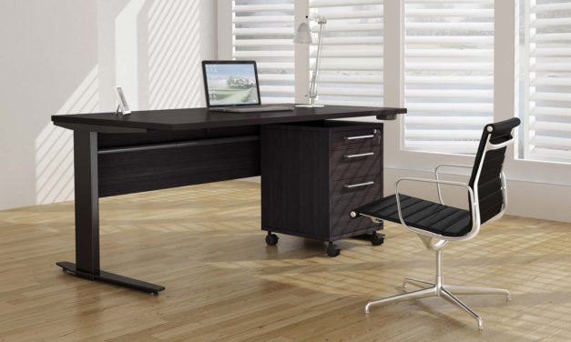 Prima skrivebord – Sort ask/Sølvgrå stål