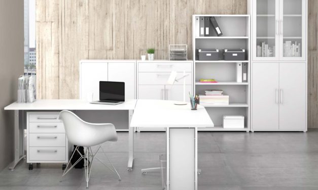 Prima skrivebord med kommode – Hvid