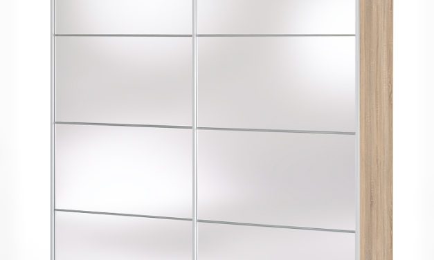 Verona skydedørs garderobeskab i Eg struktur