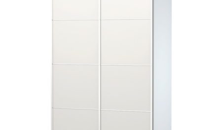 Verona hvidt skydedørsskab med hylder – Smal