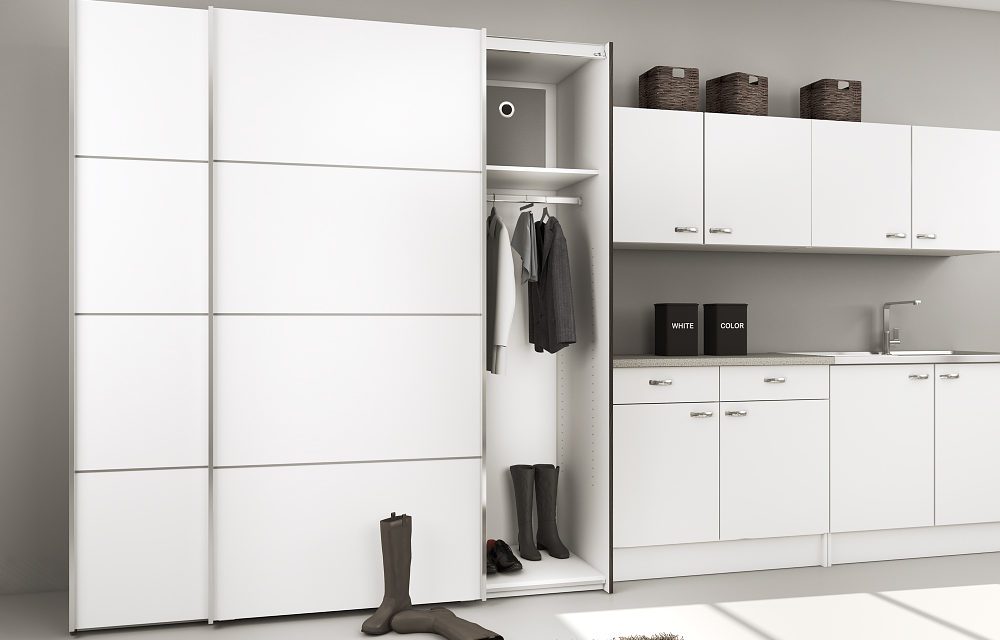 Verona antracit eg/hvidt garderobeskab