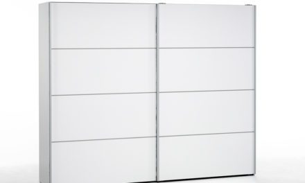 Verona hvidt skydedørsskab red