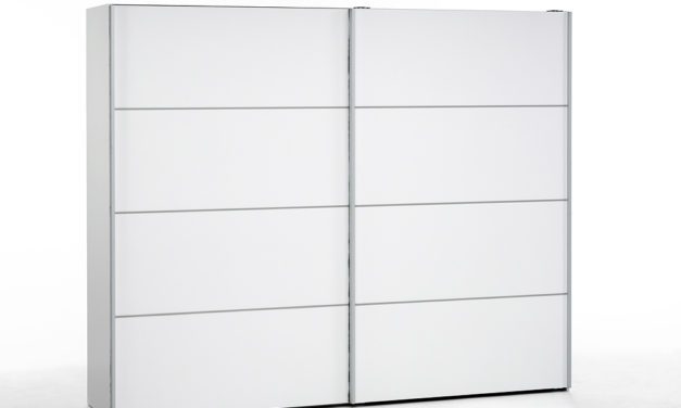 Verona hvidt skydedørsskab red