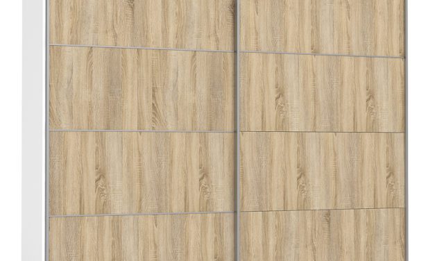 Verona eg/hvidt skydedørsskab – Bred