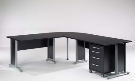 Prima skrivebord med 3 skuffer, Sort ask