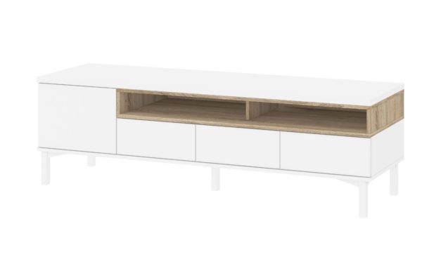 Roomers TV-bord – Hvid/Eg med opbevaring