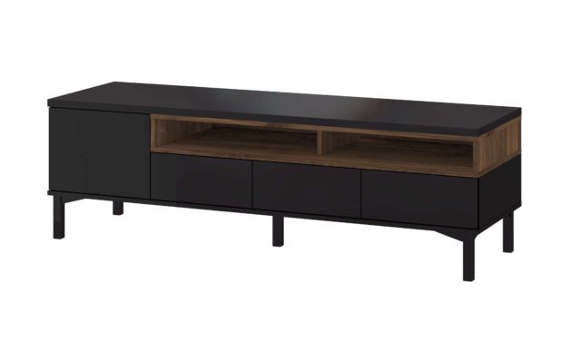 Roomers TV-bord – Sort/Valnød med opbevaring