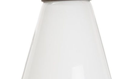 IB LAURSEN Hængelampe opal glas sort plastik ledning