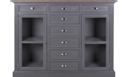 Royal dækketøjsskab 2 låge m. glas. 8 skuf.