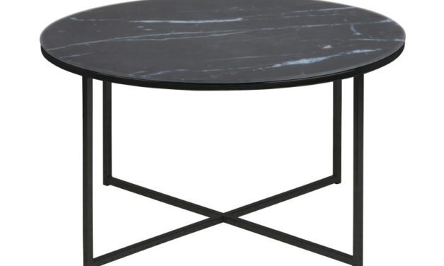 Alisma rundt sofabord, Glasplade med marmor print
