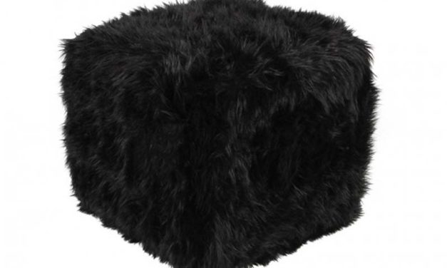 Square deco skin puf, sort