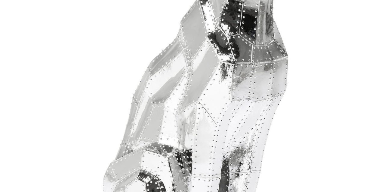 KARE DESIGN Skulptur, Sitting Cat Rivet Chrome