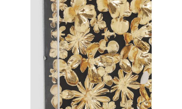 KARE DESIGN Vægdeko, m. Ramme Gold Flower 120x120cm