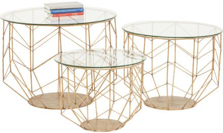 KARE DESIGN Sofabord, Wire Grid Brass 3-sæts