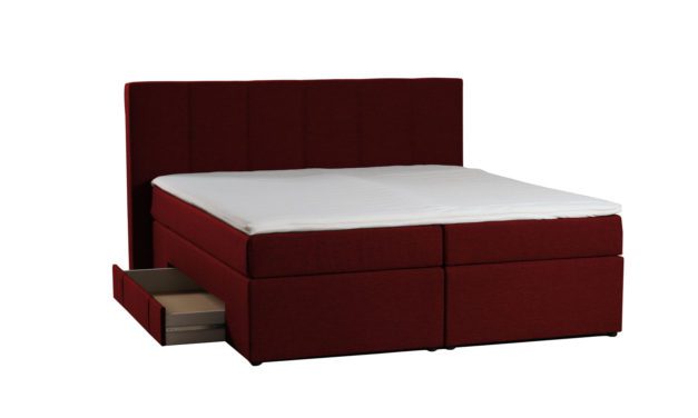 Olympic luksus håndlavet kontinentalseng med opbevaring, 7 zoner 180×200 Fast (anbefales til folk, som vejer over 80 kg) Medium Rød