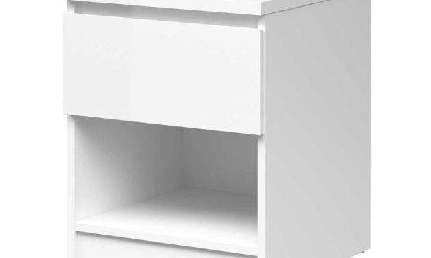 Mary Natbord m. 1 rum og 1 skuffe – hvid højglans