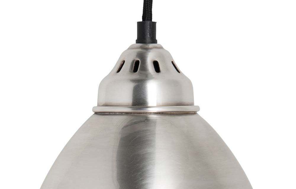 IB LAURSEN Hængelampe ant.sølv finish sort tekstil ledning