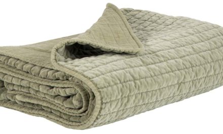 IB LAURSEN Quilt sengetæppe – Olivenfarvet velour