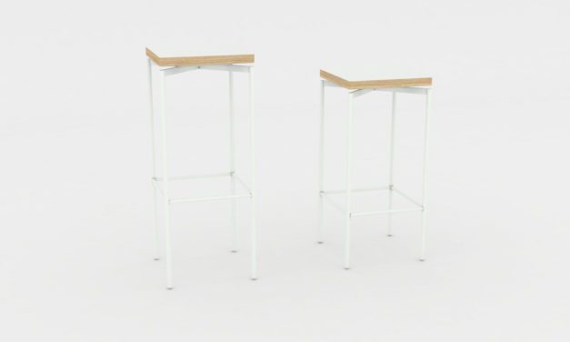 JENSENPLUS BLACKBOX barstol, Hvid, Top: laminat på krydsfin&eacute;r