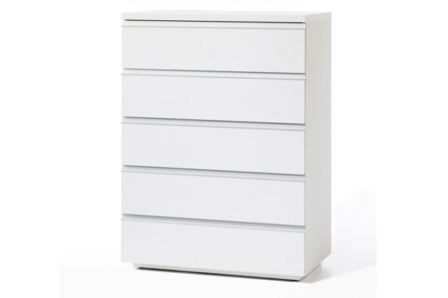 Milano kommode – Hvidt træ, m. 5 skuffer