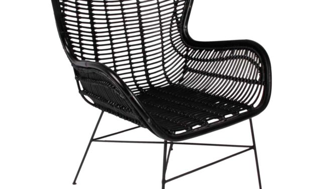 Hilton spisebordsstol, sort rattan