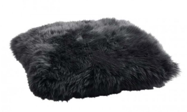 New Zealand lammeskinds pude, sort, 40cm.
