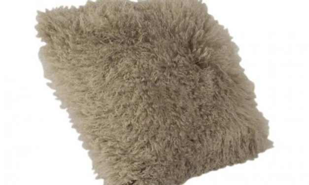 Tibetan lammeskinds pude, lysegrå, 50cm.