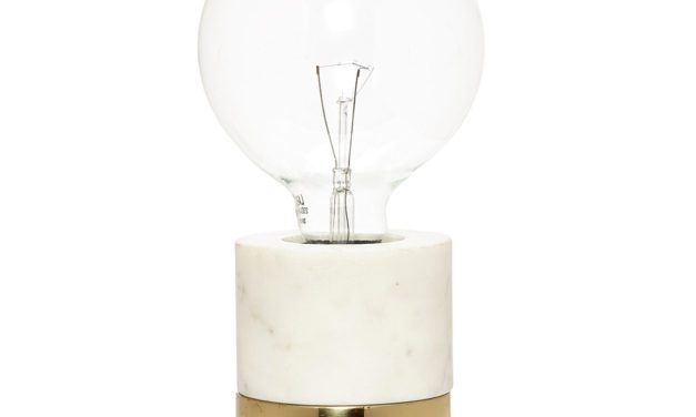 H&Uuml;BSCH Bordlampe i marmor/messing, hvid