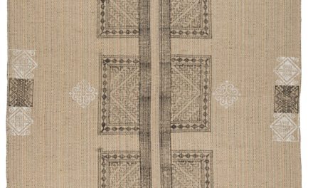 IB LAURSEN Gulvtæppe m/rødt og sort print håndprintet jute/bomuld