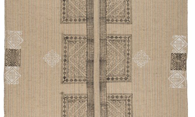 IB LAURSEN Gulvtæppe m/rødt og sort print håndprintet jute/bomuld