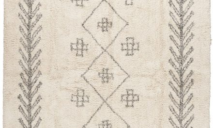 IB LAURSEN Gulvtæppe m/lang luv hvid m/sort tryk