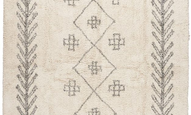 IB LAURSEN Gulvtæppe m/lang luv hvid m/sort tryk