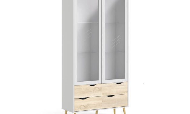 Delta vitrineskab med 2 låger