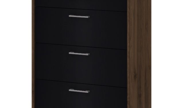 Homeline kommode 4 skuffer valnød sort