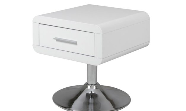 Comfort natbord med trompetfod, hvid