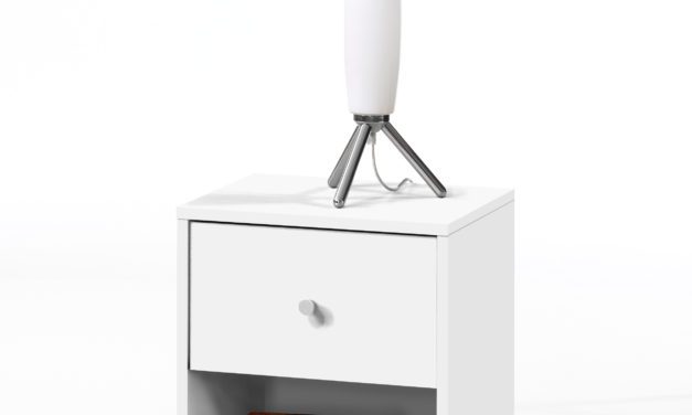 Hvidt May natbord – 1 skuffe og 1 rum