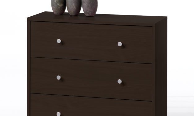 Kaffefarvet May kommode med tre skuffer