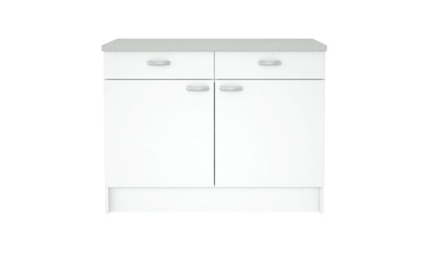 Hvidt Casa underskab med to skuffer og to låger – grå/hvid