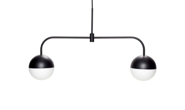H&Uuml;BSCH loftlampe – sort/opal hvid, metal/glas