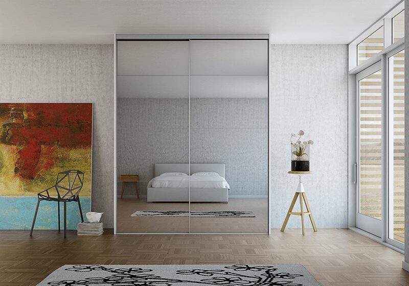 DecoSlide skydedøre med flot spejl og aluminium