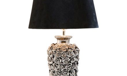 KARE DESIGN Bordlampe i velour og sølv, Rose Multi