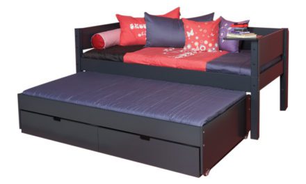 MANIS-H Gaia børneseng – m. udtræksseng og skuffer, antracitgrå (200×90)