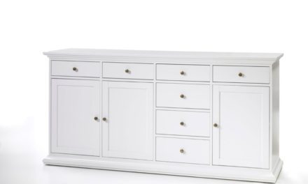 Paris skænk 3 låger + 7 skuffer hvid