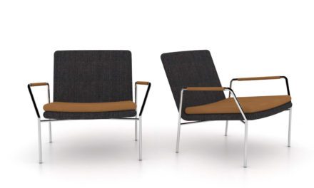 JENSENPLUS, Hoyo Loungestol – Antracitgrå stof Cognac (læder) Cognac