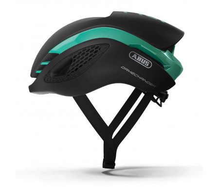Abus GameChanger – Aero cykelhjelm – Sort / celeste grøn